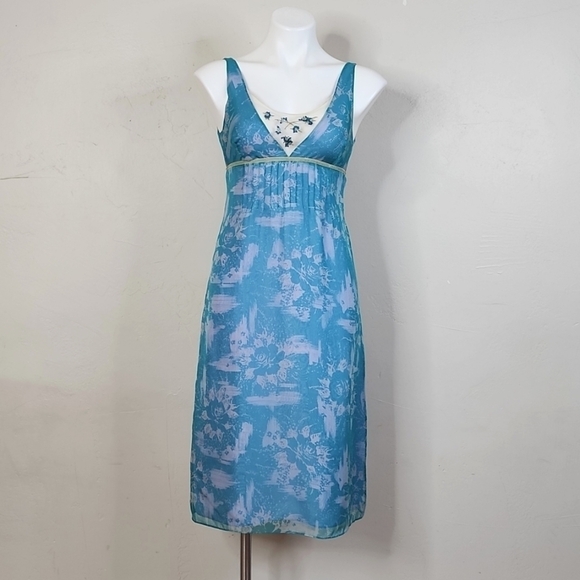 Rebecca Taylor Dresses & Skirts - Vintage Rebecca Taylor Blue Silk Floral Dress Size 4